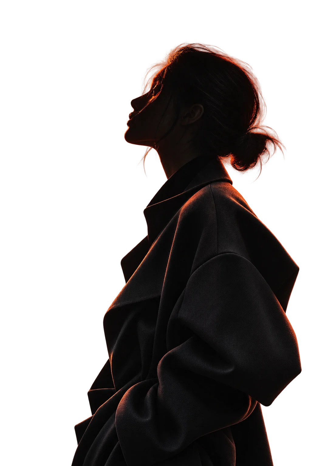 Artistic profile silhouette with warm orange lighting